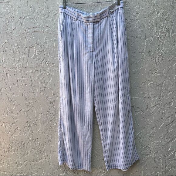 ABERCROMBIE Pants Women‎ 32 High Ultra Wide Leg Linen Pinstripe Office Resort - Picture 3 of 12